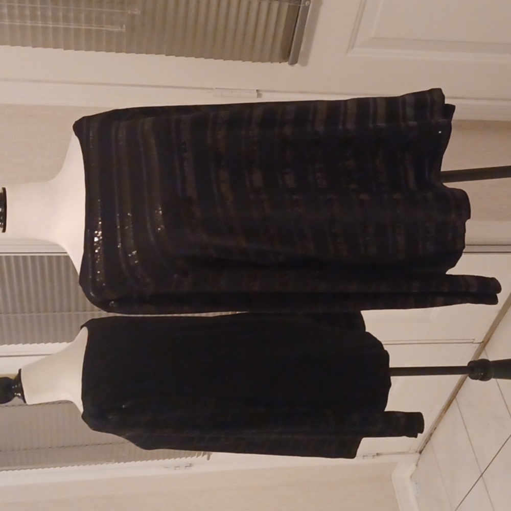 4/$80 Black Sequined Striped Top - Size XXL (US16)